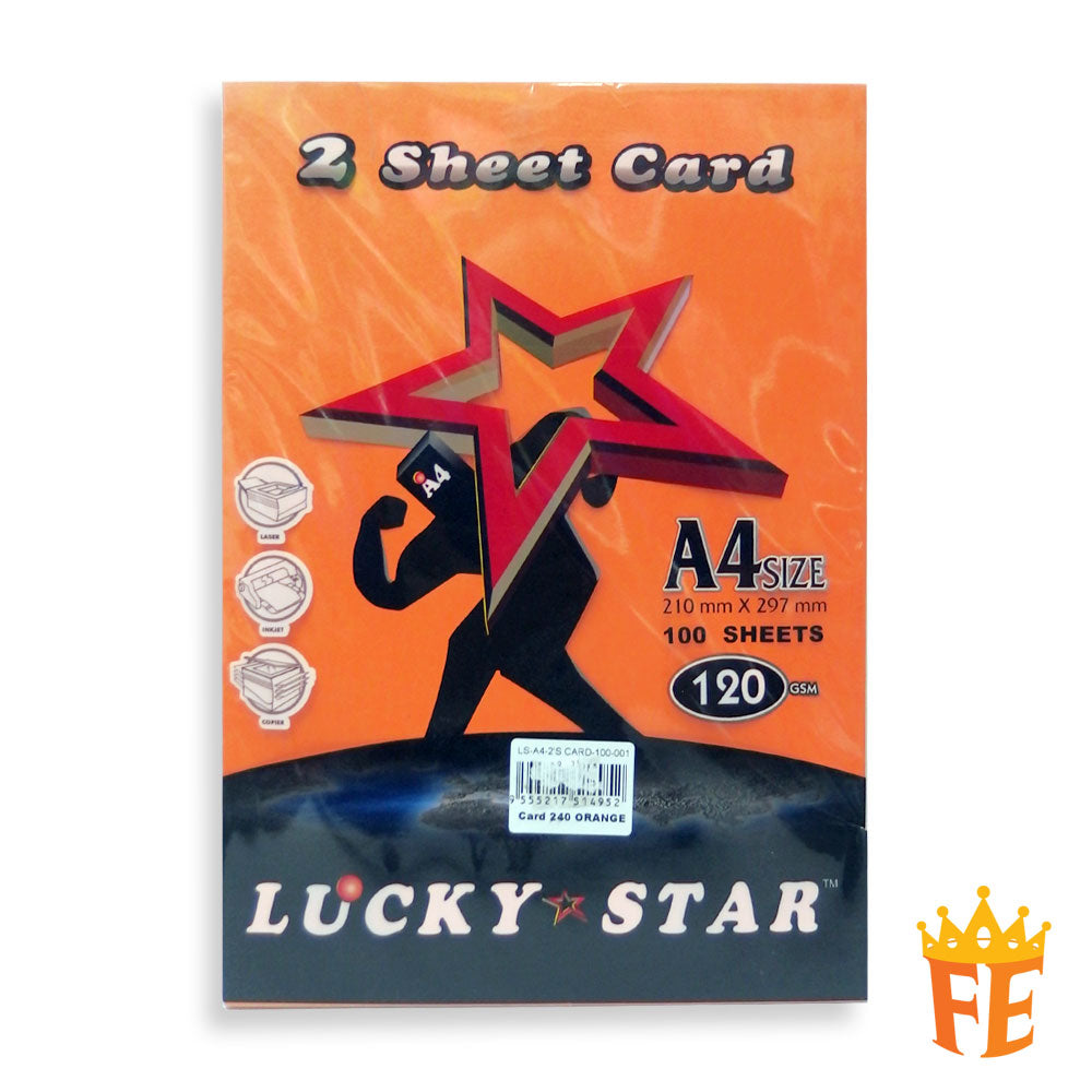 Lucky Star 2 Sheet Card A4 120gsm 100 Sheets All Colour