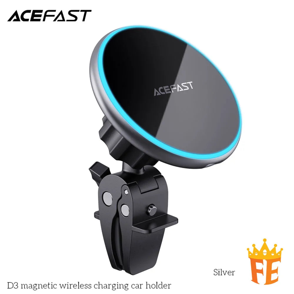 ACEFAST 15W Magnetic Wireless Charging Car Holder Silver D3
