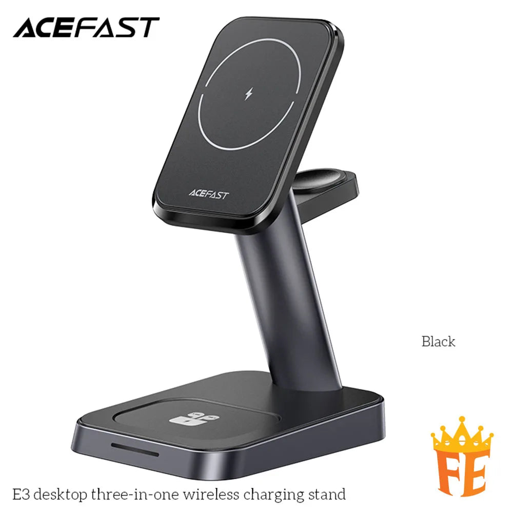 ACEFAST 15W Desktop 3-in-1 Wireless Charging Stand Black E3