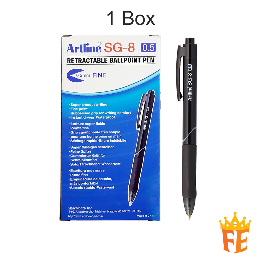 Artline Retractable Ballpoint Pen Sg-8 0.5mm Black / Blue / Red