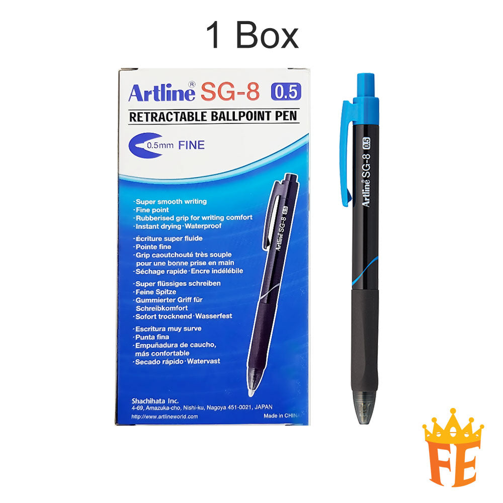 Artline Retractable Ballpoint Pen Sg-8 0.5mm Black / Blue / Red