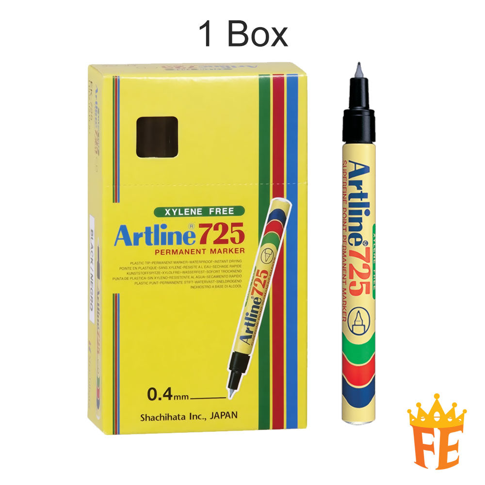 Artline Permanent Marker 725 Fine Tip 0.4mm Black / Blue / Red