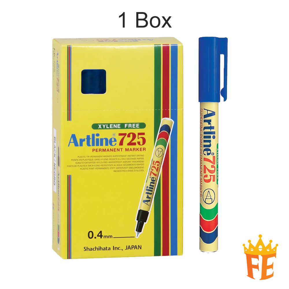 Artline Permanent Marker 725 Fine Tip 0.4mm Black / Blue / Red