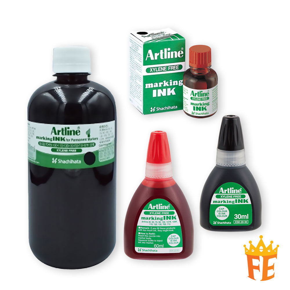 Artline Permanent Marking Ink Refill Black / Blue / Red & All Size