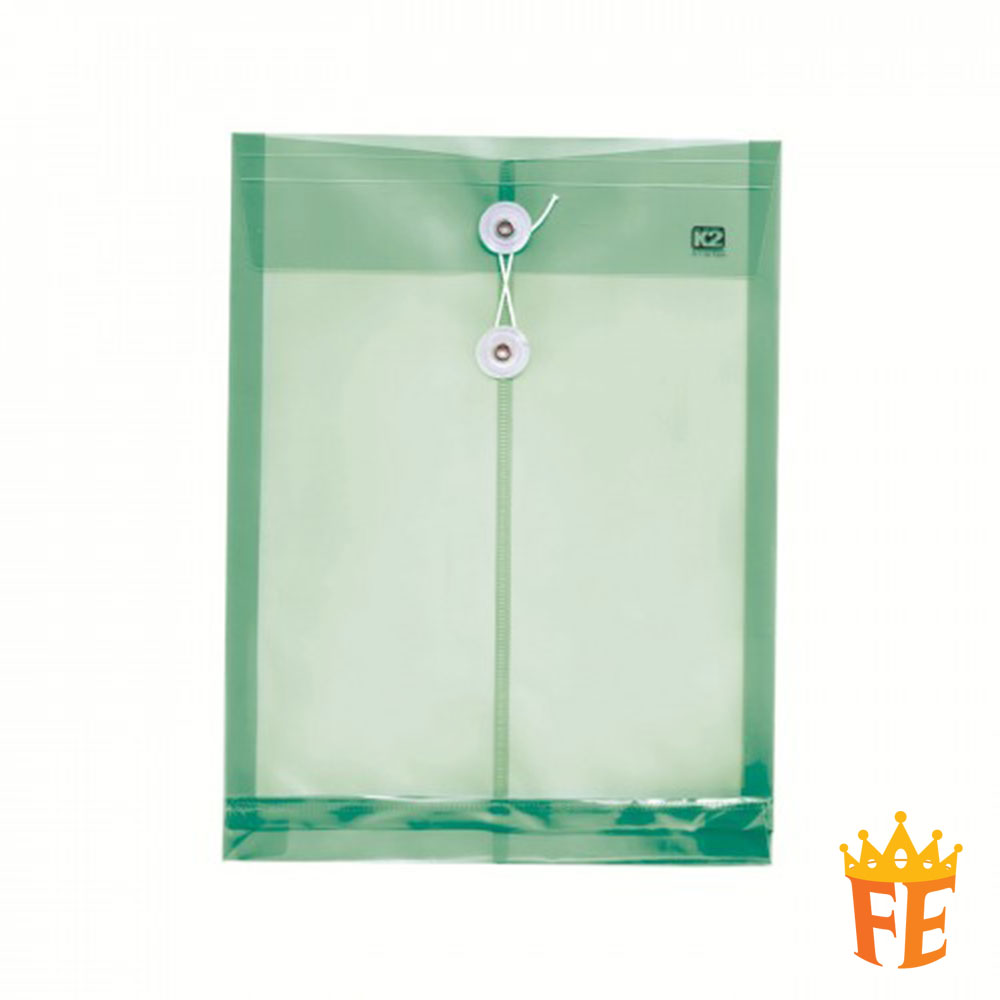 K2 PP Envelope File Holder A4 / F4 Multi Colour With Button And String Closure