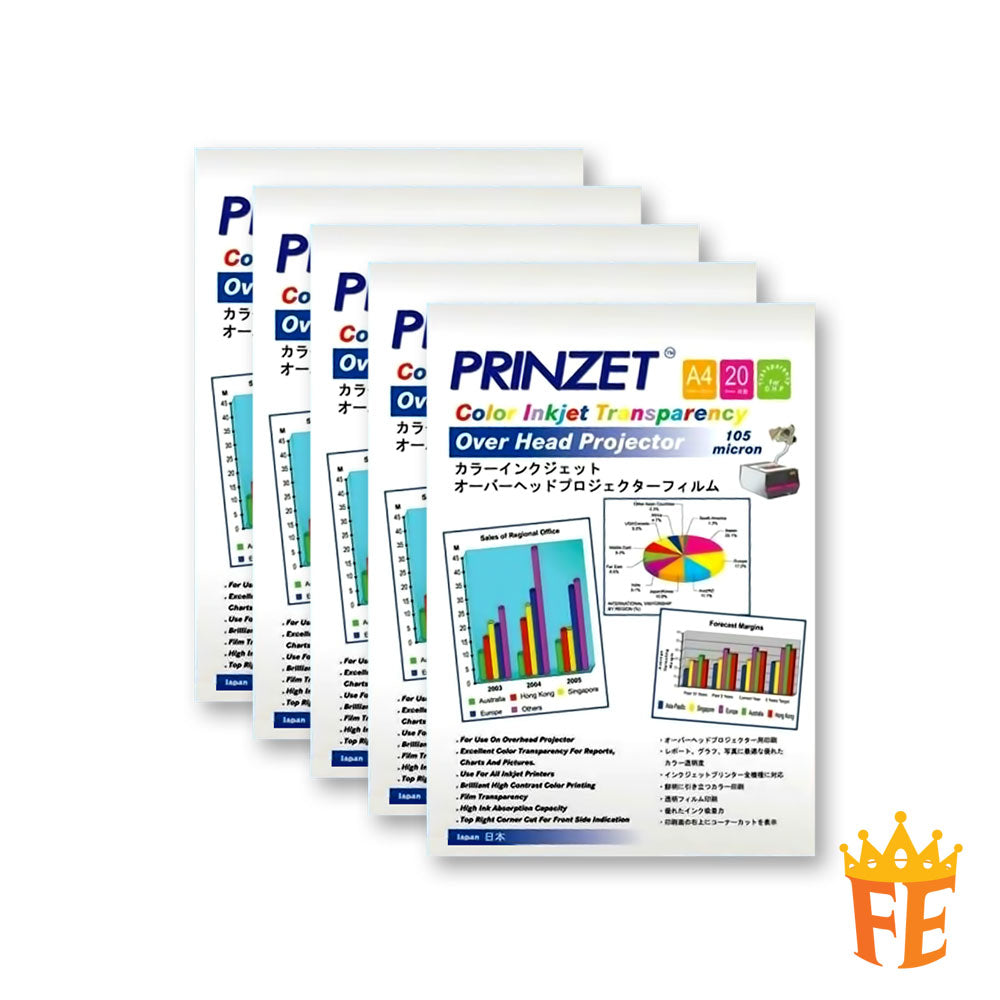 Prinzet Colour Inkjet Transparency 105 micron A4