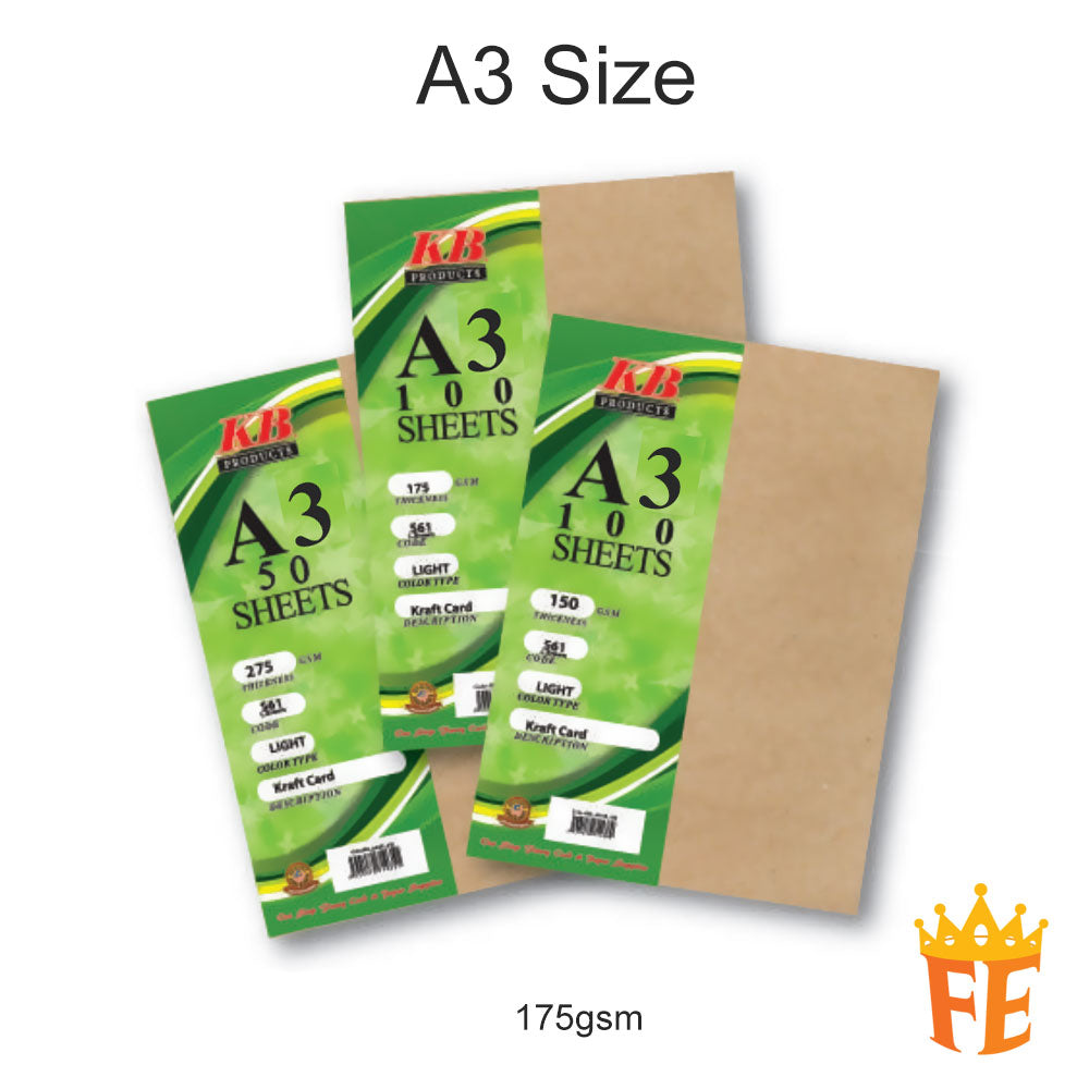 Kraft Card 100 Sheets 150g / 175g / 275g A4 / A3