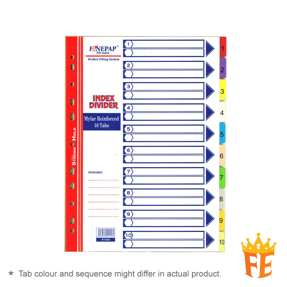 Finepap Mylar Reinforced Index Divider Jan-Dec / A-Z / 1-10 / 1-12 / 1-20 / 1-31