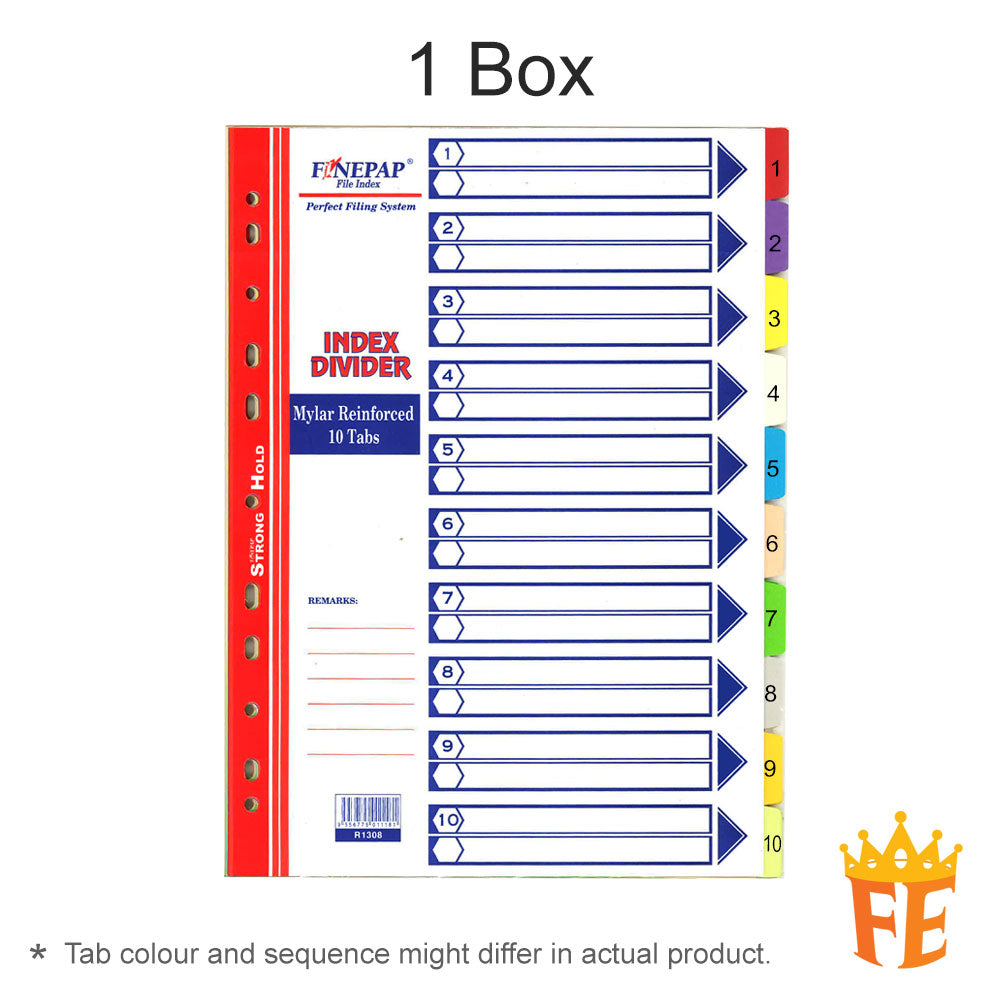 Finepap Mylar Reinforced Index Divider Jan-Dec / A-Z / 1-10 / 1-12 / 1-20 / 1-31