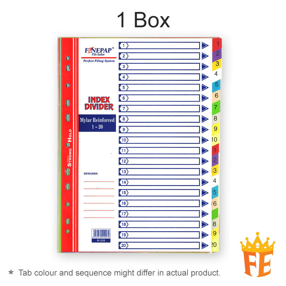 Finepap Mylar Reinforced Index Divider Jan-Dec / A-Z / 1-10 / 1-12 / 1-20 / 1-31