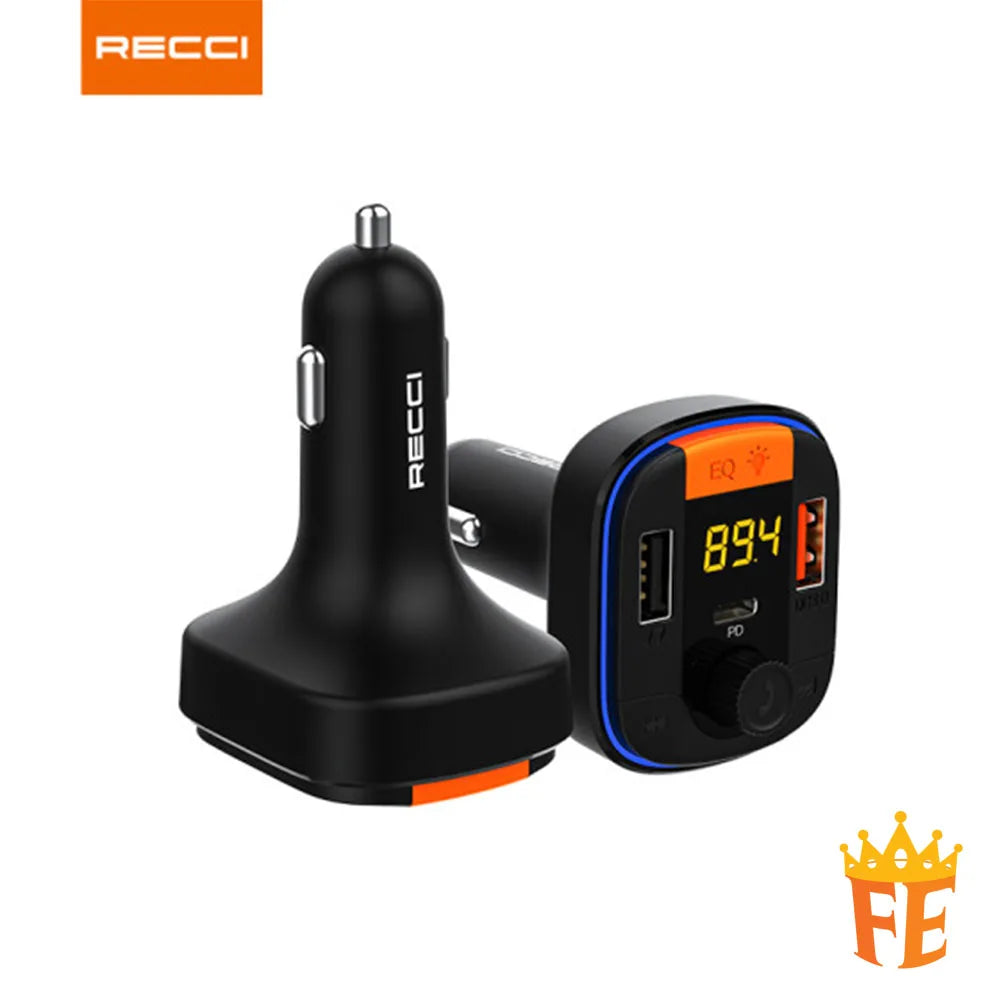 Recci PD+QC Wireless FM Car Charger Black RQ01