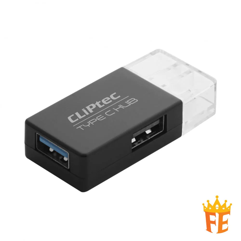 CLiPtec Type-C USB 3.1 1+2 Ports Hub - Corrus Black RZH-620