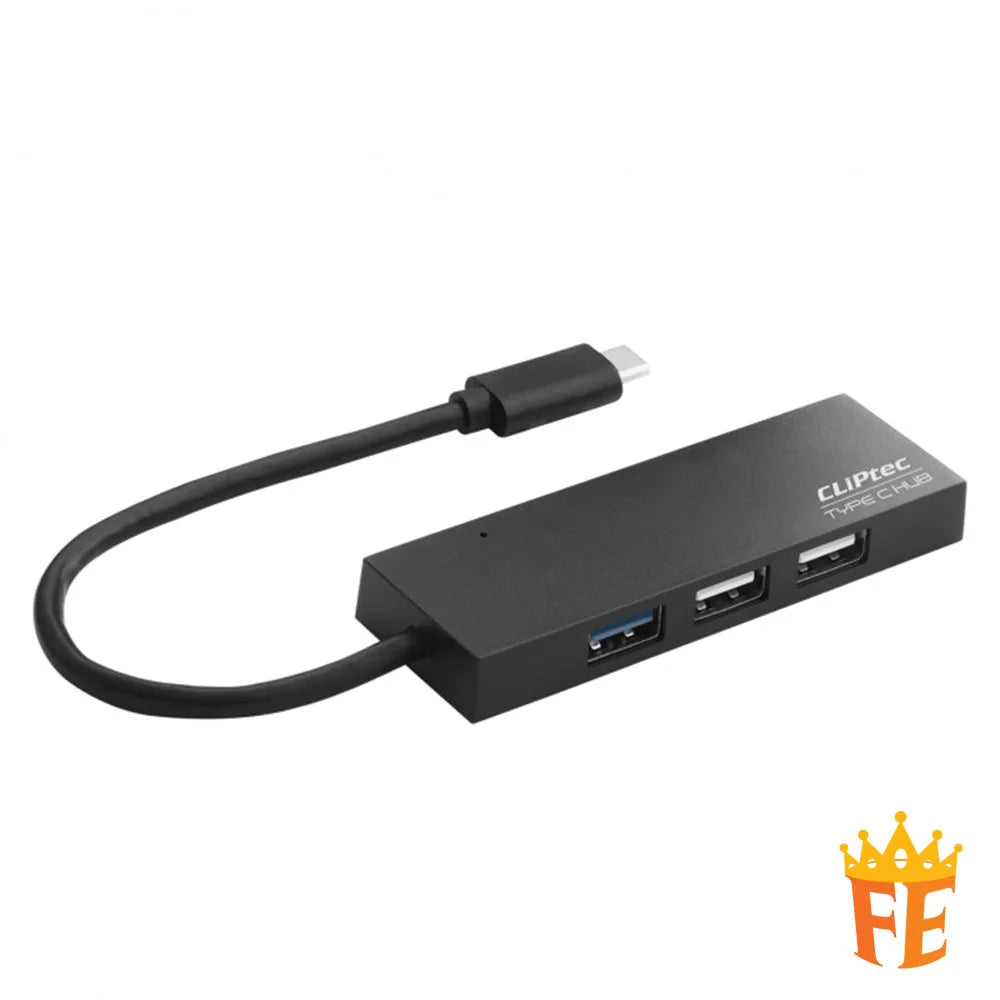 CLiPtec Type-C USB 3.1 1+3 Ports Hub - Connez Black RZH-621