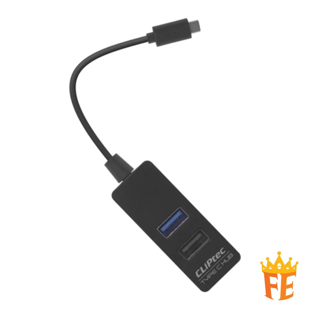 CLiPtec Type-C USB 3.1 1+2 Ports Hub - Contact Black RZH-622