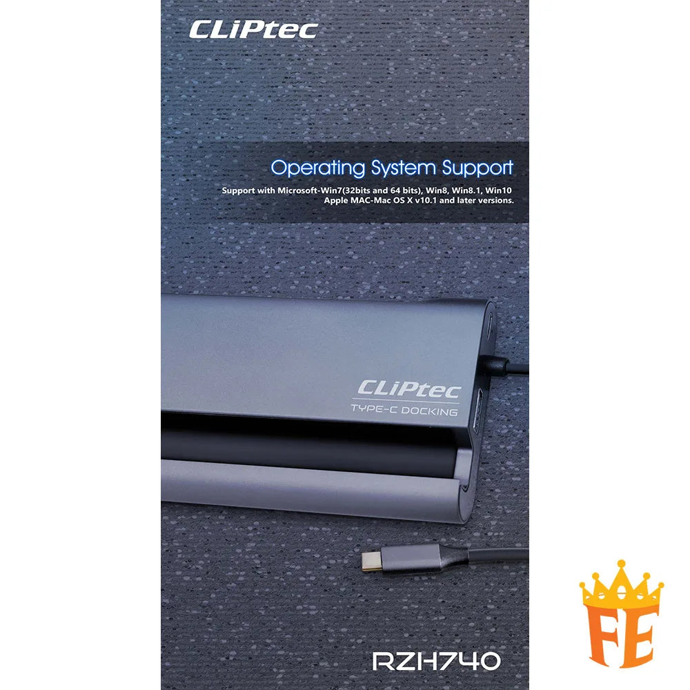 CLiPtec RZH740 TYPE-C 7 in 1 Portable Mini Docking (ViewNet-7) Grey RZH-740