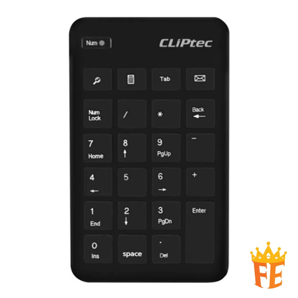 CLiPtec 2.4GHz Wireless USB Numeric Keypad (Air-Rapid) Black RZK-222