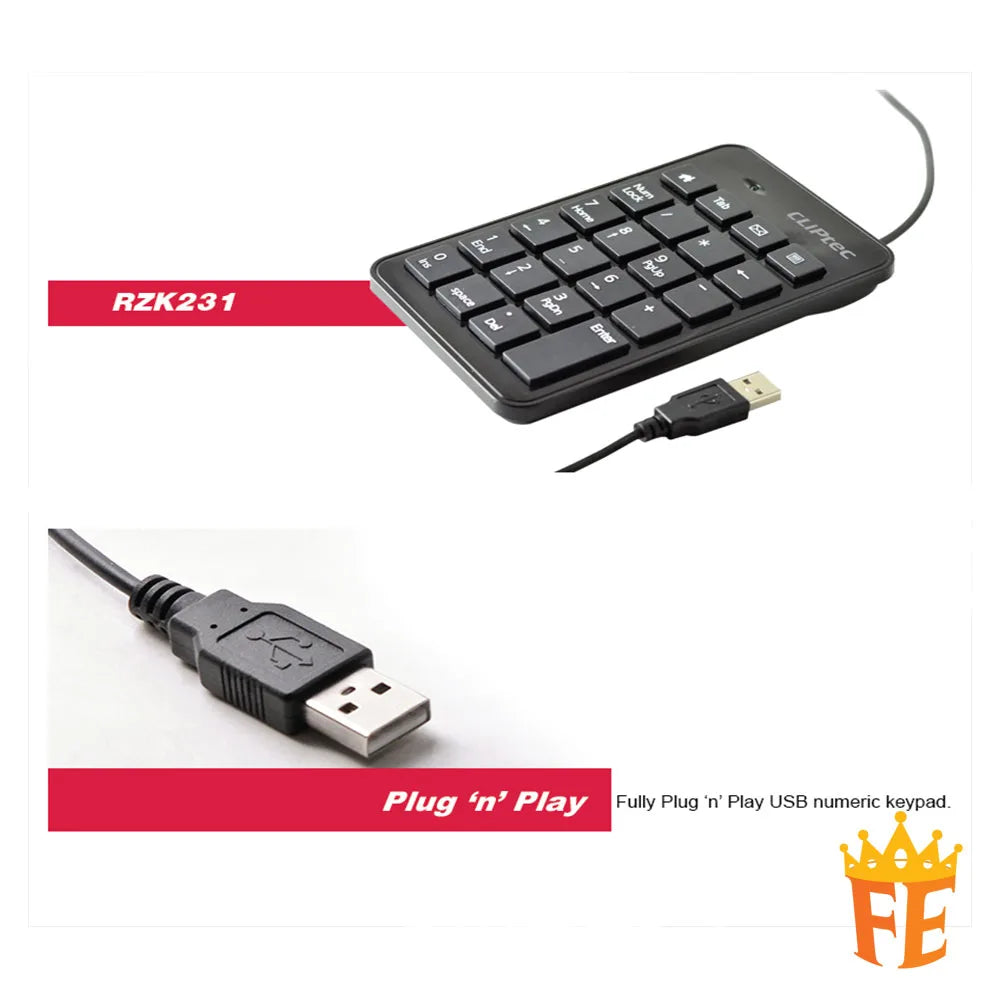 CLiPtec USB2.0 Numeric Keypad - Rapid Black RZK-231