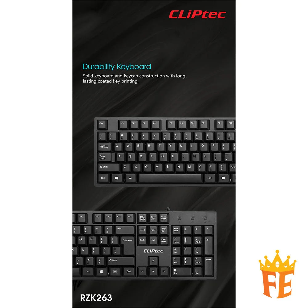 CLiPtec RZK263 USB 3 in 1 Keyboard, Mouse, & Mouse-Pad (Ofiz-Combo 3) Black RZK-263