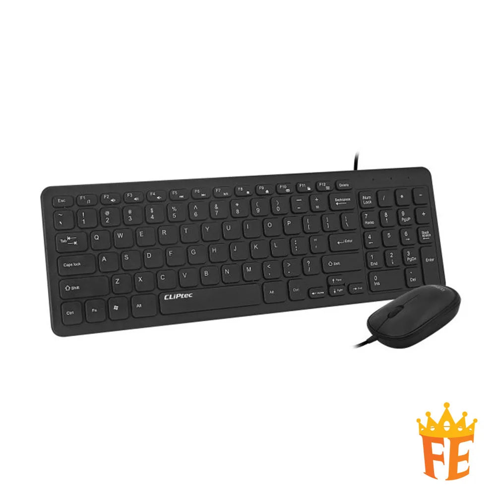 CLiPtec RZK266 USB Silent Multimedia Keyboard And Mouse Combo Set (Ofiz Xilent-Compact) Black RZK-266