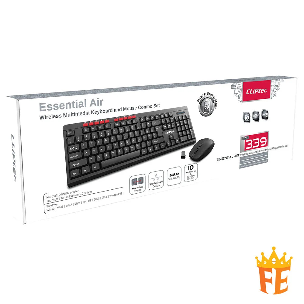 CLiPtec Wireless Multimedia Keyboard And Mouse Combo Set - Essential Air Black RZK-339