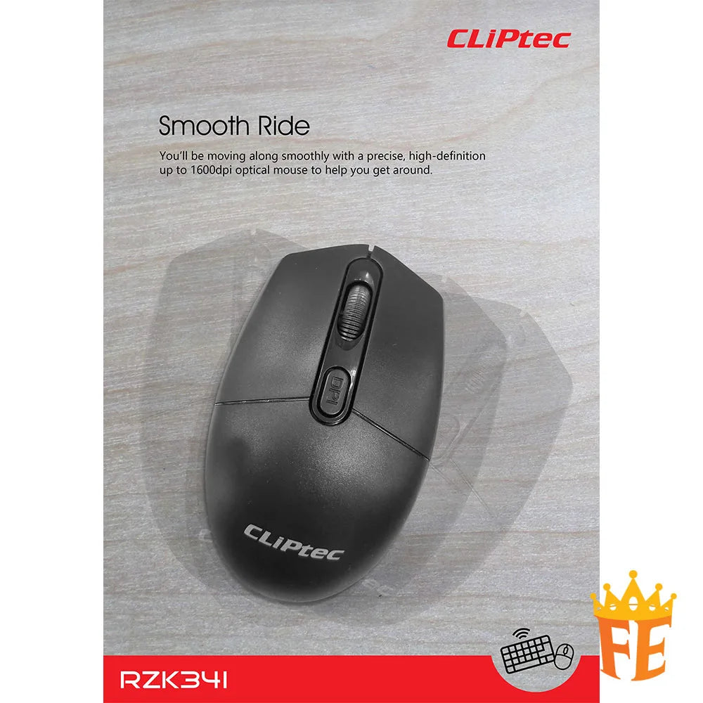 CLiPtec RZK341 Wireless Multimedia Silent Keyboard and Mouse Combo set -(Workplace-Air Xilent) Black RZK-341