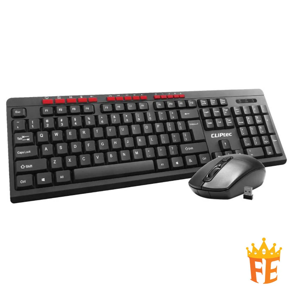 CLiPtec RZK341 Wireless Multimedia Silent Keyboard and Mouse Combo set -(Workplace-Air Xilent) Black RZK-341