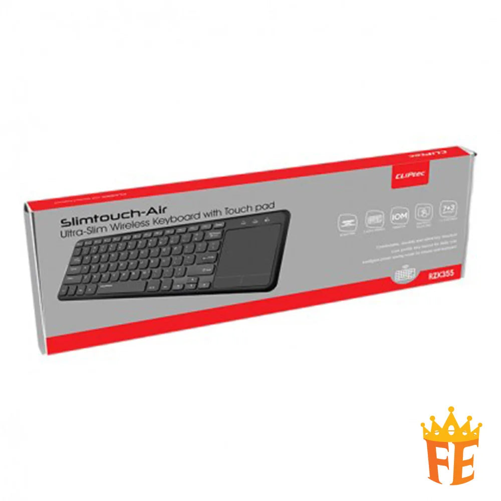 CLiPtec RZK355 Ultra- Slim WIreless Keyboard With Touchpad (Slimtouch-Air) Black RZK-355