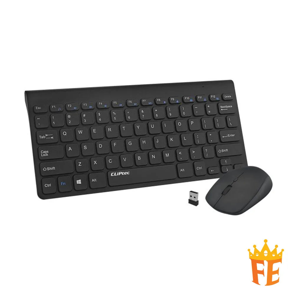 CLiPtec RZK360 Ultra-Slim Wireless Mini Silent Keyboard & Mouse Combo Set - (Mini-Air Xilent) Black RZK-360