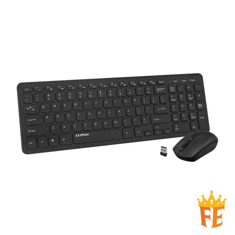 CLiPtec RZK363 Ultra-Slim Wireless Silent Keyboard & Mouse Combo (Compact-Air Xilent) Black RZK-363