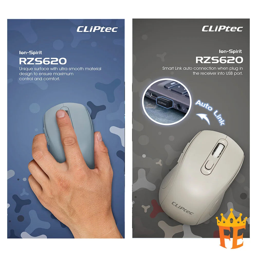 CLiPtec Rzs620 2.4Ghz 1600Dpi Rechargeable Wireless Mouse (Ion-Spirit) Rzs-620