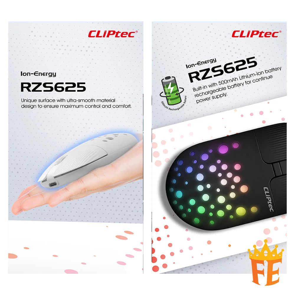 CLiPtec Rzs625 2.4Ghz 1600Dpi Illumination Rechargeable Silent Wireless Mouse (Ion-Energy) (Rgb-Led) Rzs-625