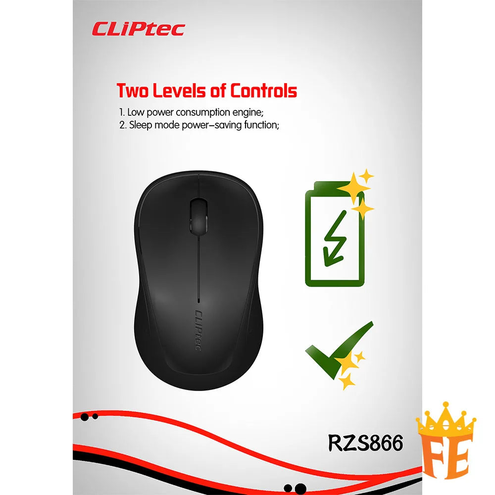 CLiPtec RZS866 1200 dpi 2.4Ghz Wireless Mouse- CLiP-Trax RZS-866