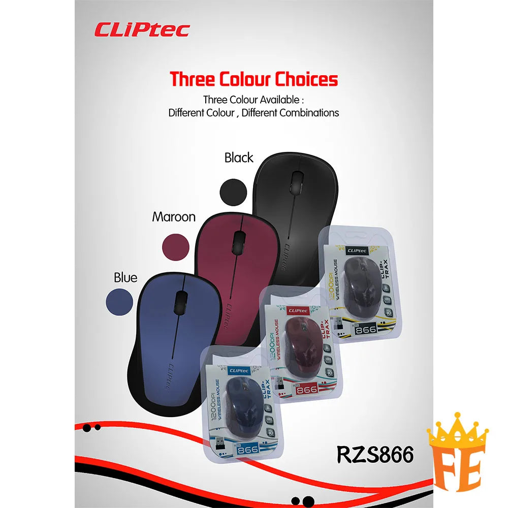 CLiPtec RZS866 1200 dpi 2.4Ghz Wireless Mouse- CLiP-Trax RZS-866