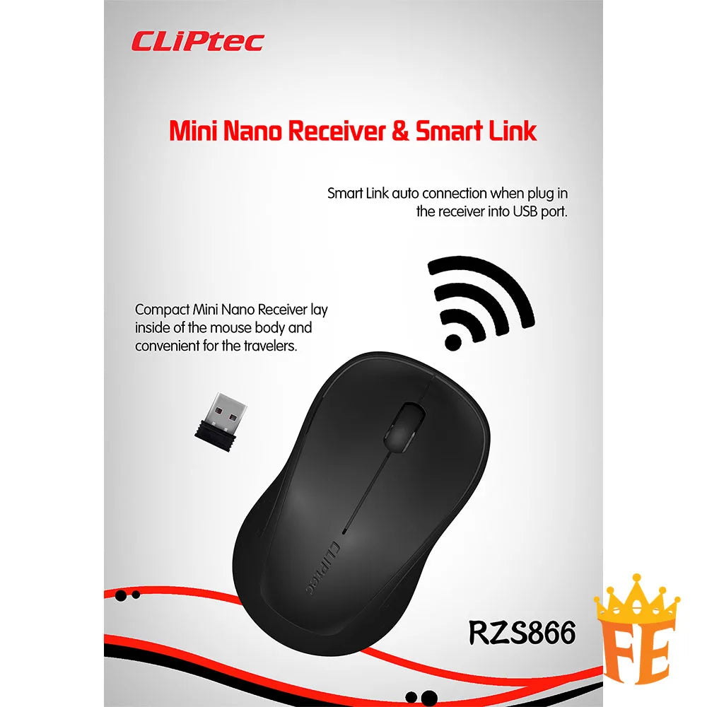 CLiPtec RZS866 1200 dpi 2.4Ghz Wireless Mouse- CLiP-Trax RZS-866