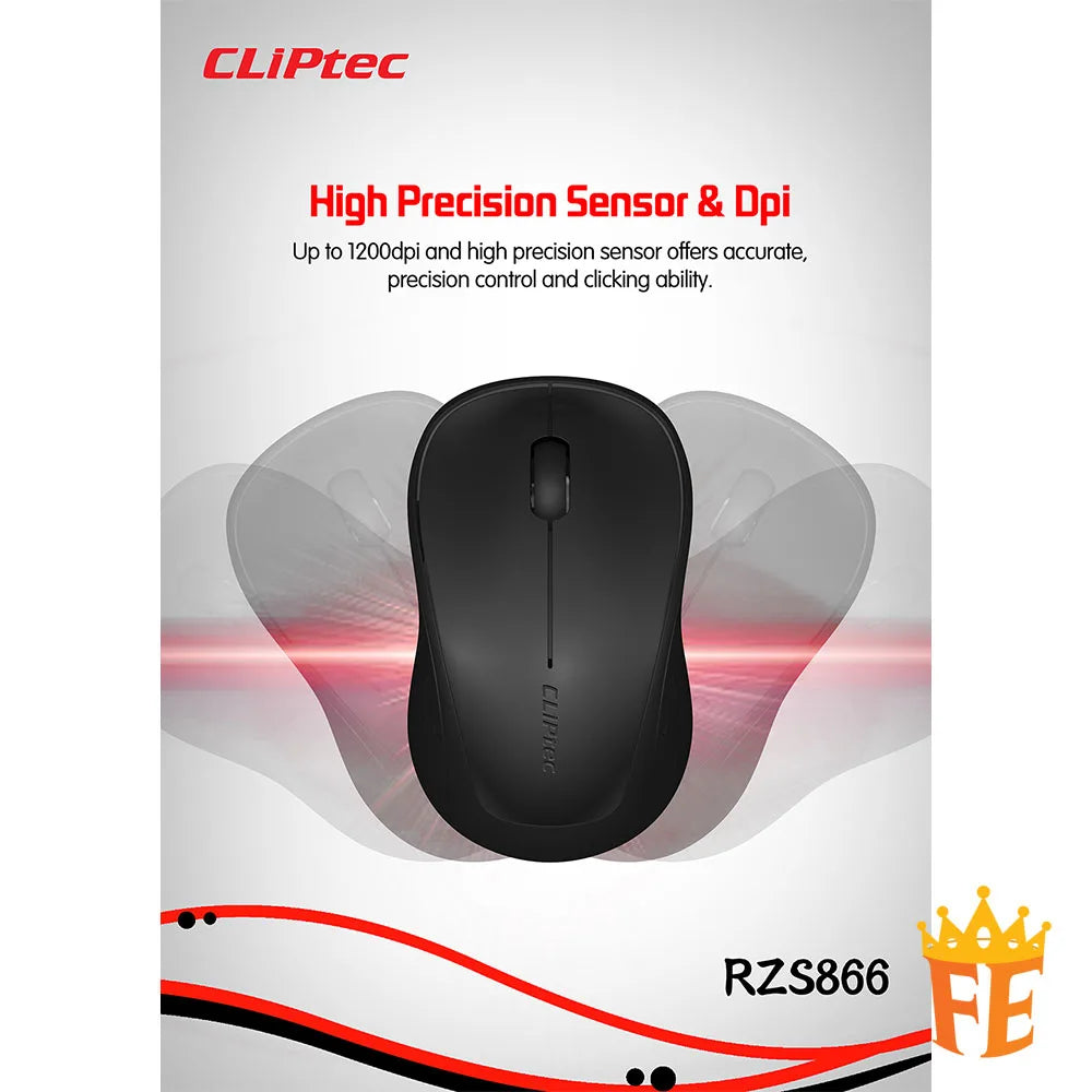 CLiPtec RZS866 1200 dpi 2.4Ghz Wireless Mouse- CLiP-Trax RZS-866