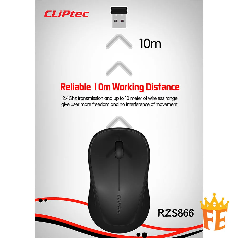 CLiPtec RZS866 1200 dpi 2.4Ghz Wireless Mouse- CLiP-Trax RZS-866