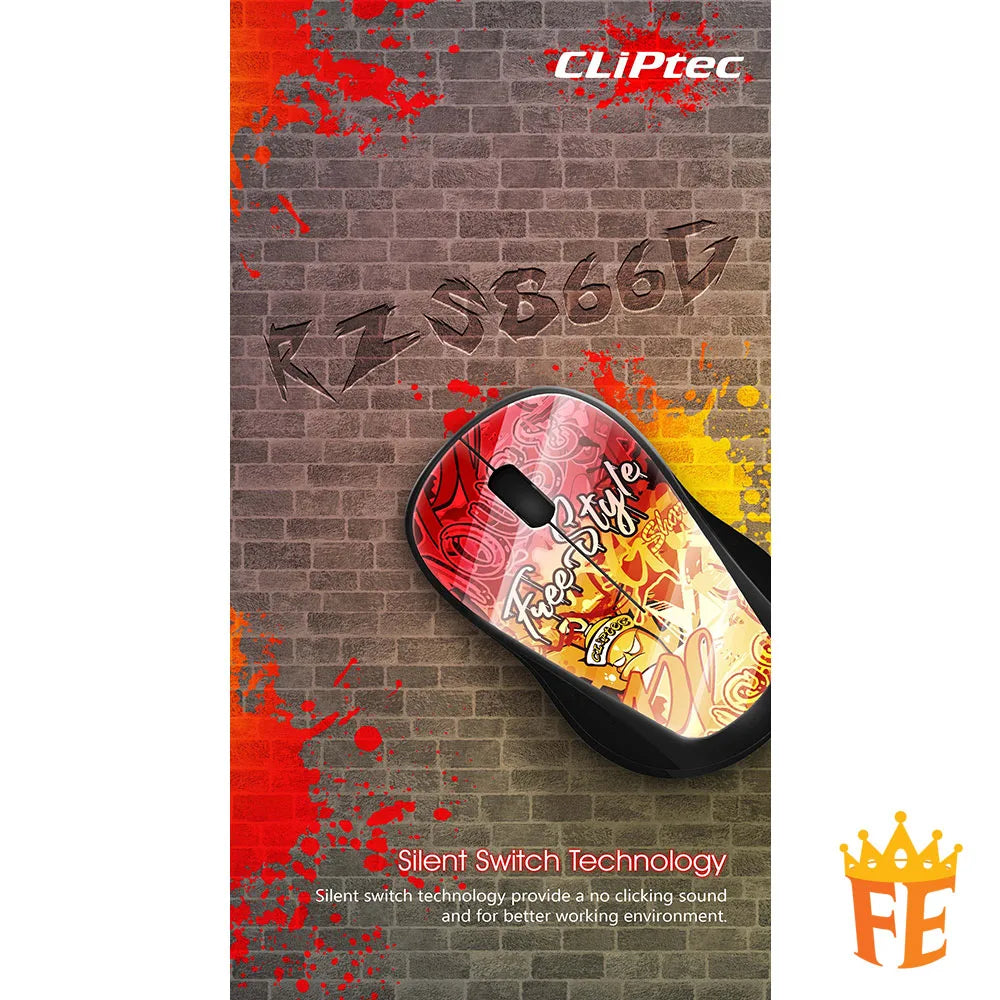 CLiPtec 1200 dpi 2.4Ghz Wireless Silent Mouse - Xilent Graffiti RZS-866G