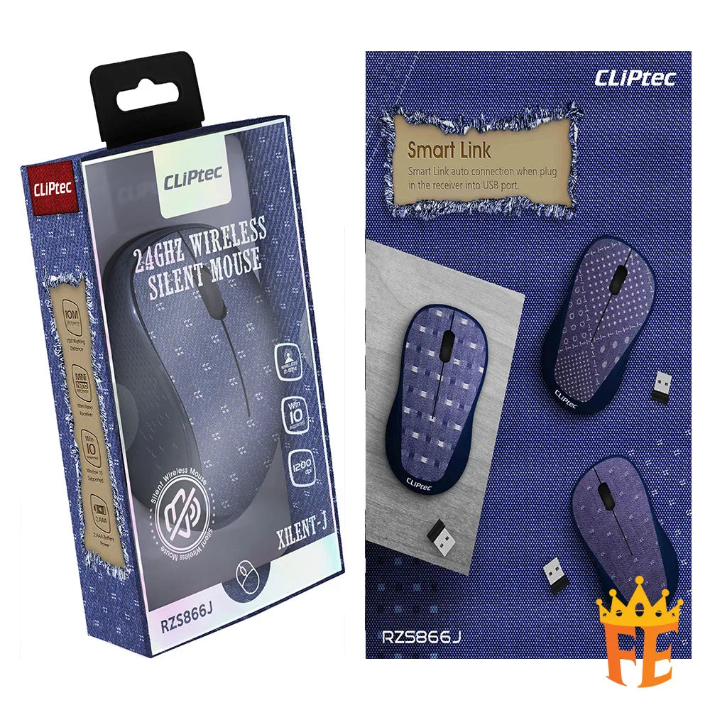 CLiPtec 2400 DPI 2.4Ghz Wireless Silent Mouse- Xilent-J RZS-866J