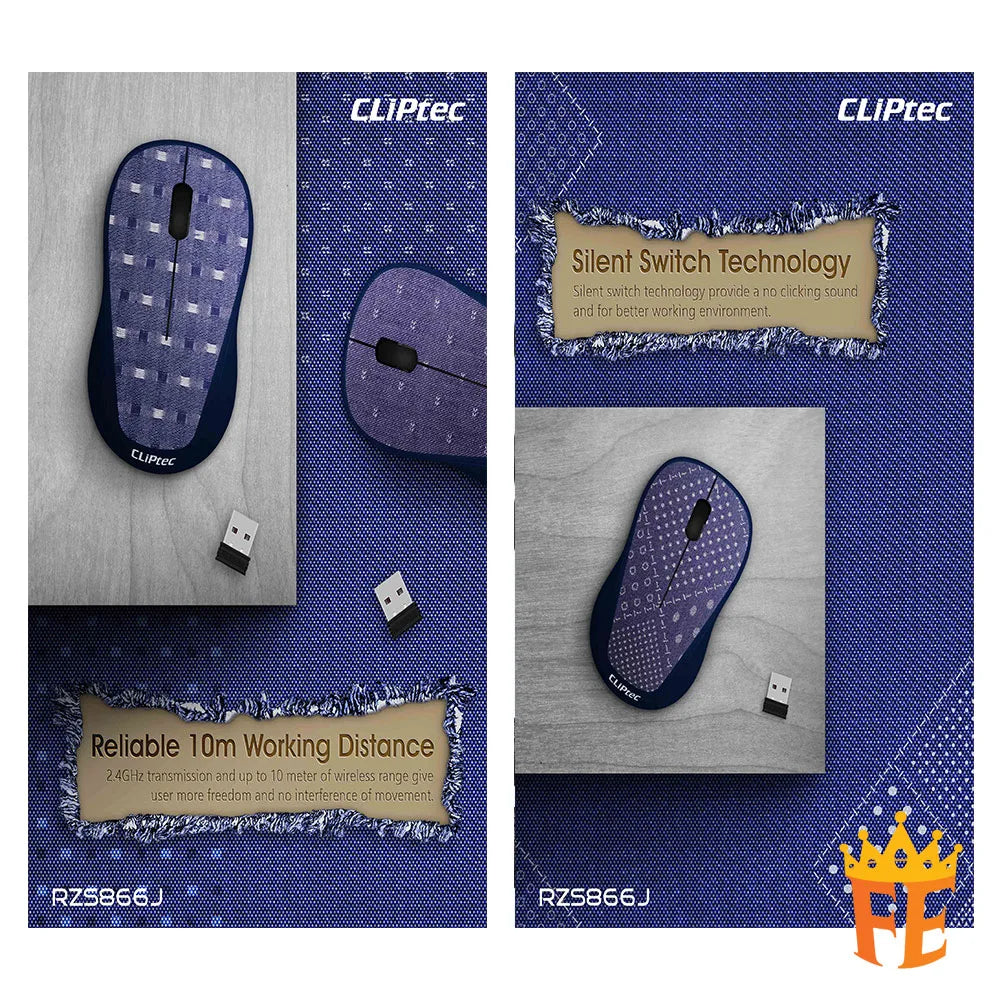 CLiPtec 2400 DPI 2.4Ghz Wireless Silent Mouse- Xilent-J RZS-866J