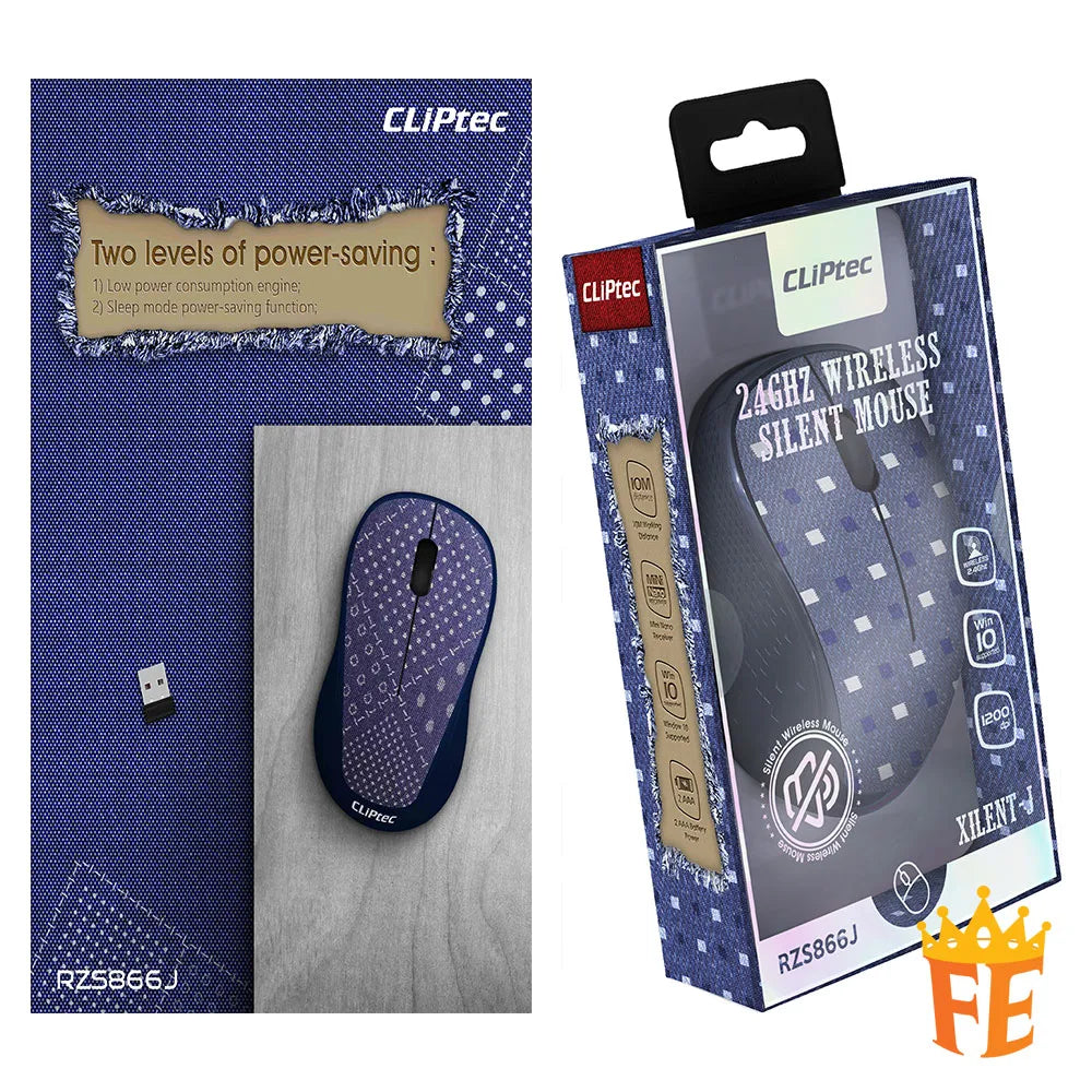 CLiPtec 2400 DPI 2.4Ghz Wireless Silent Mouse- Xilent-J RZS-866J