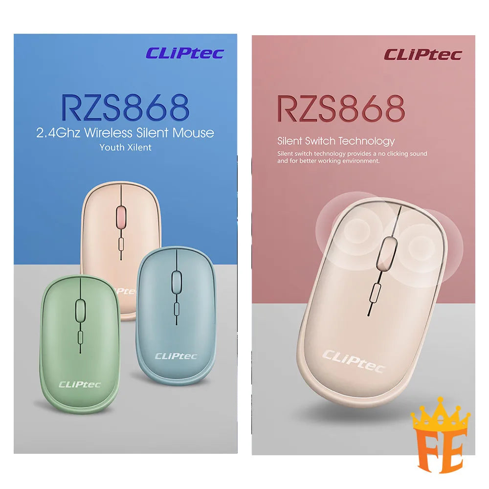 CLiPtec 1600DPI 2.4Ghz Wireless Silent Mouse- Youth Xilent RZS-868