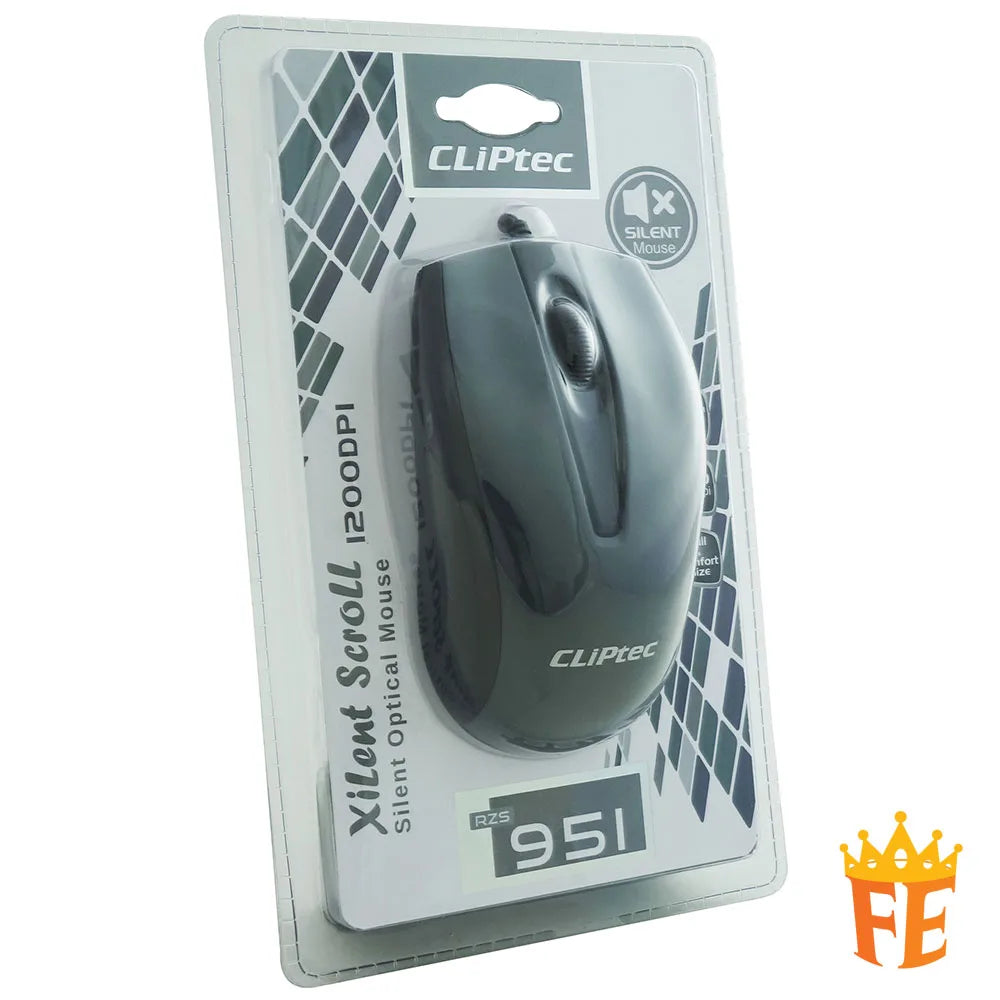 CLiPtec 1200 dpi Silent Optical Mouse - Xilent Scroll RZS-951