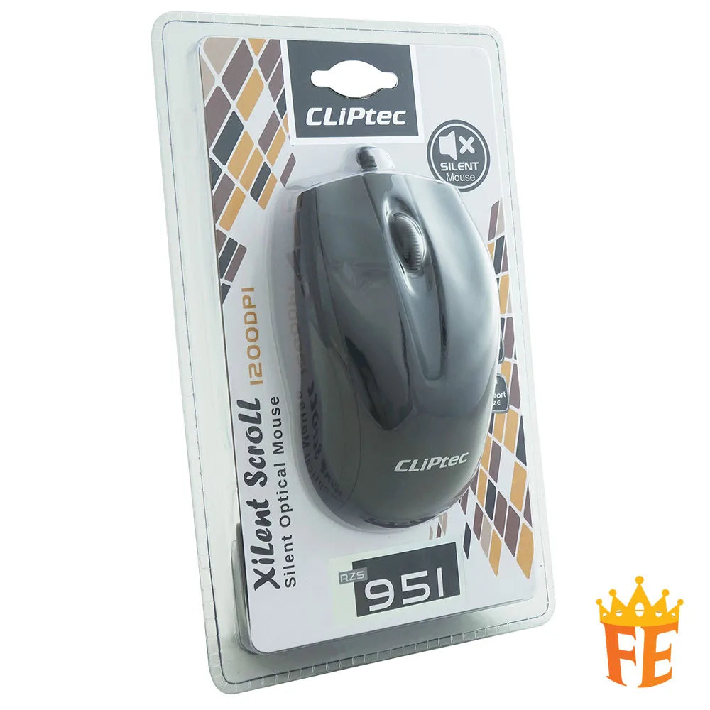 CLiPtec 1200 dpi Silent Optical Mouse - Xilent Scroll RZS-951