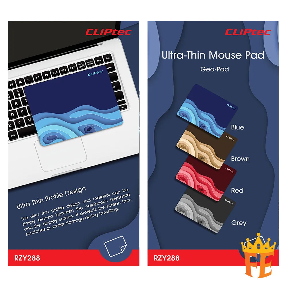 CLiPtec Ultra-Thin Mouse Pad (Geo-Pad) Random Colour RZY-288