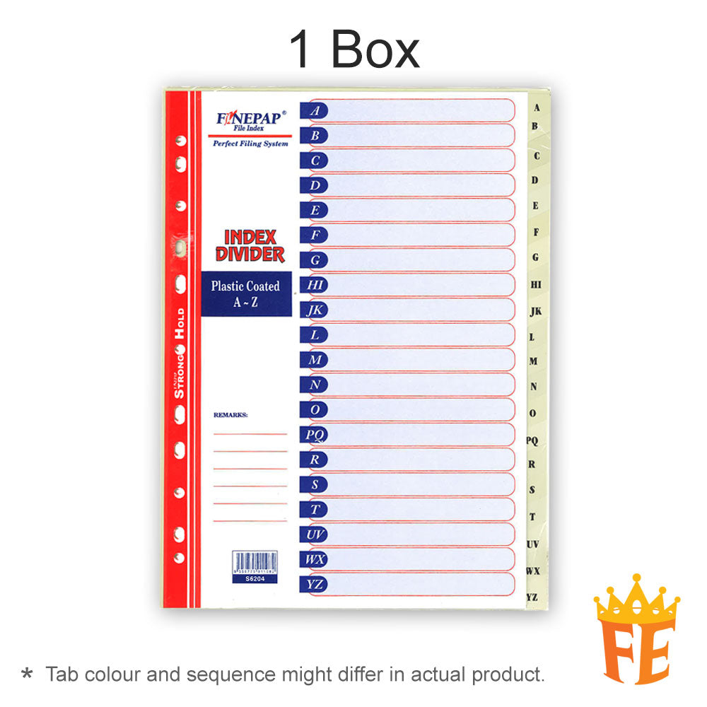 Finepap Plastic Coated Index Divider Jan-Dec / A-Z / 1-12 / 1-31 / 5 Tabs / 10 Tabs / 12 Tabs