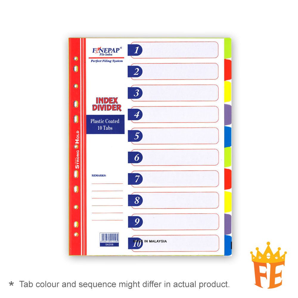 Finepap Plastic Coated Index Divider Jan-Dec / A-Z / 1-12 / 1-31 / 5 Tabs / 10 Tabs / 12 Tabs