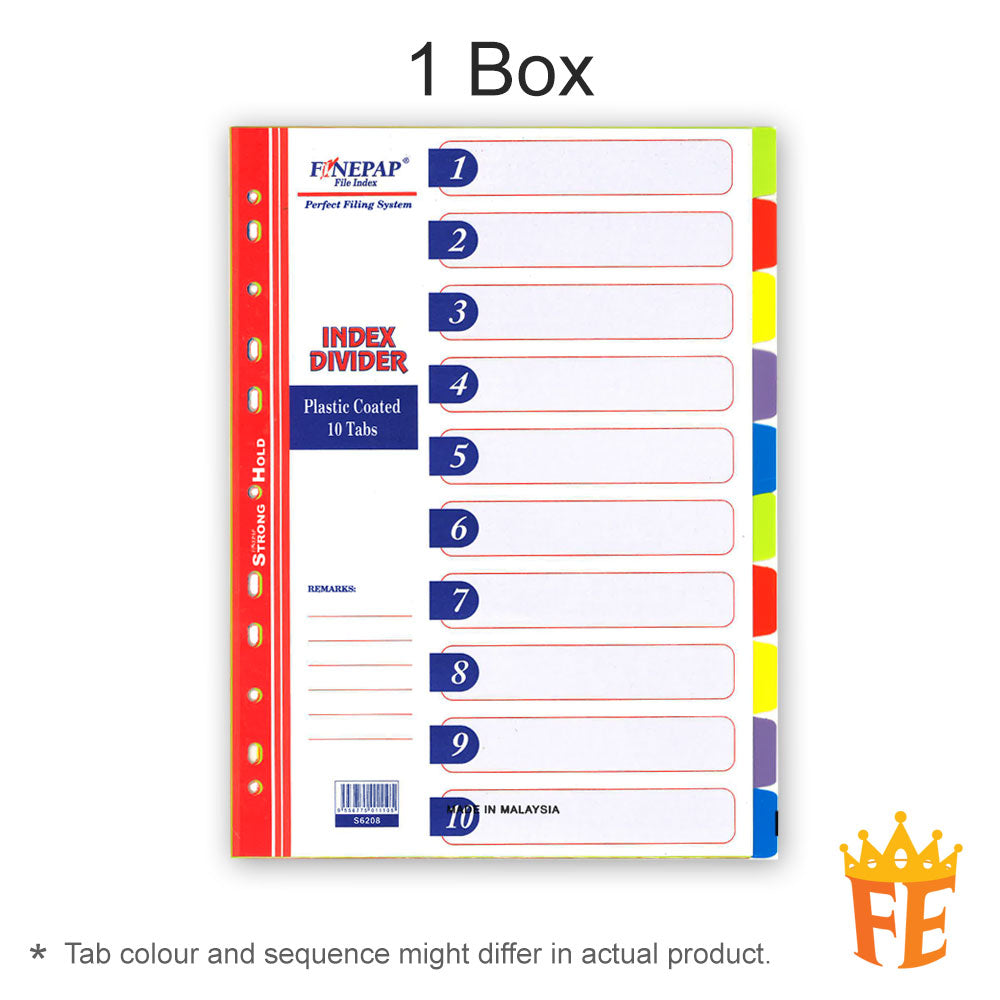 Finepap Plastic Coated Index Divider Jan-Dec / A-Z / 1-12 / 1-31 / 5 Tabs / 10 Tabs / 12 Tabs