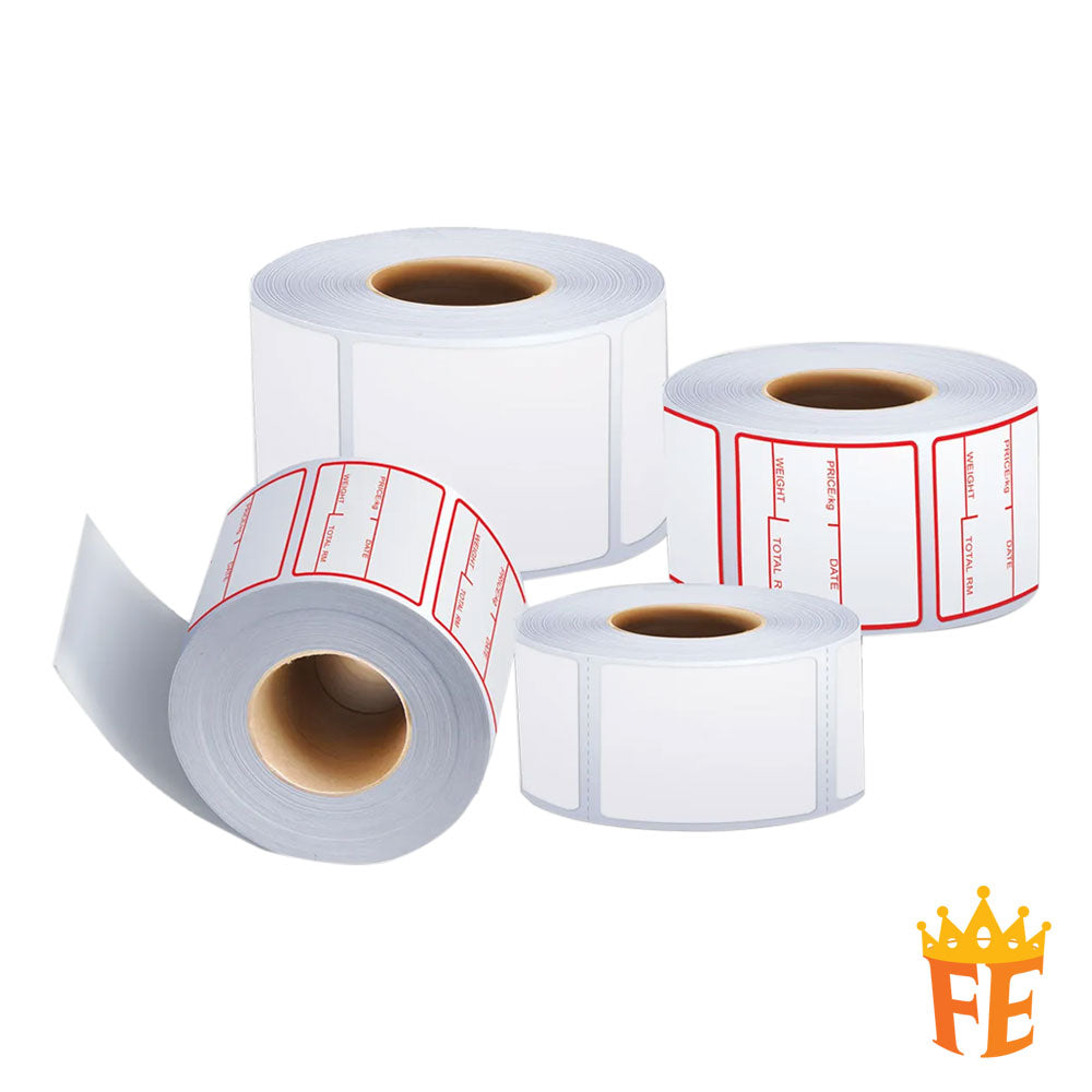 Sono-Roll Thermal Weighing Label Sticker Roll Type 40mm x 46mm x 40mm Top Coated 600 Pcs Per Roll 1 Pack Of 10 Rolls