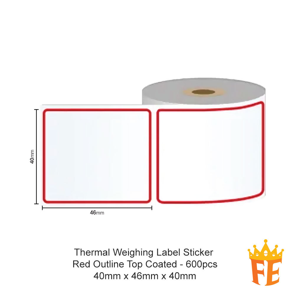 Sono-Roll Thermal Weighing Label Sticker Roll Type 40mm x 46mm x 40mm Top Coated 600 Pcs Per Roll 1 Pack Of 10 Rolls