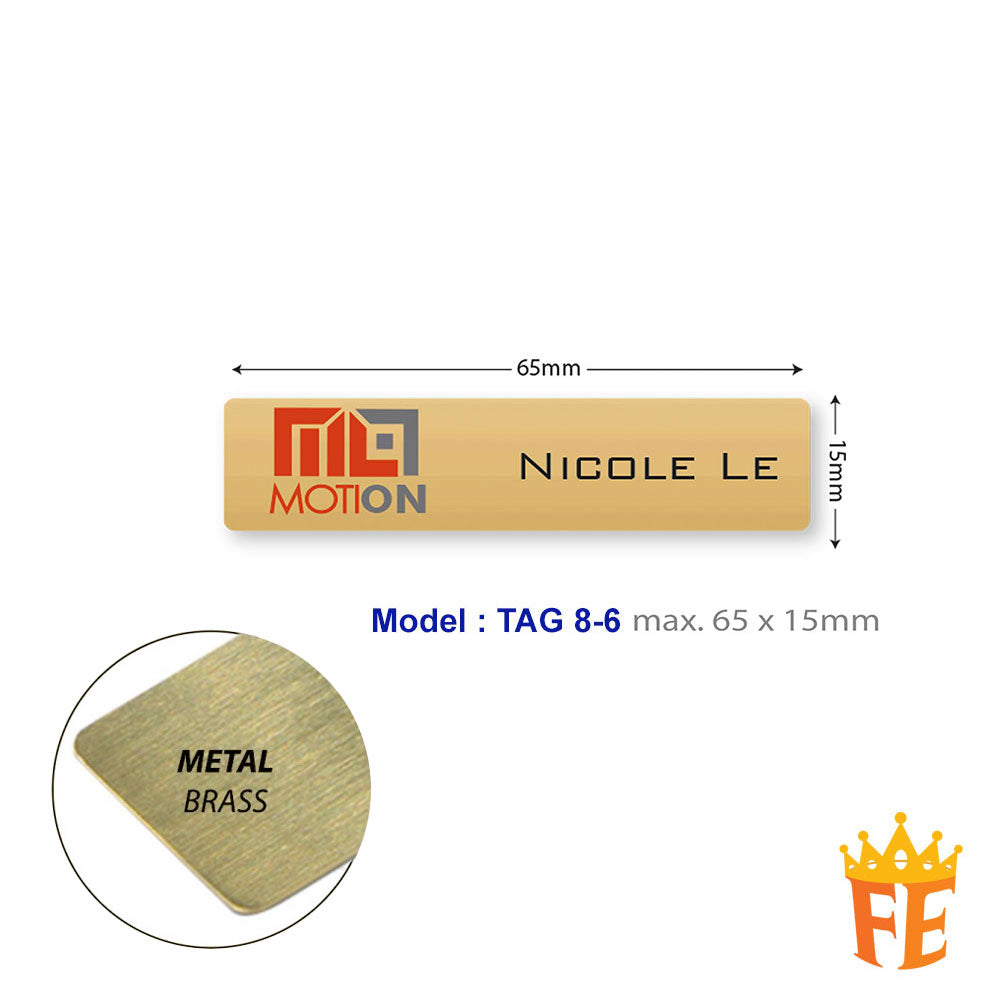 Colour Metal Name Tag Model 8 Stainless Steel & Brass